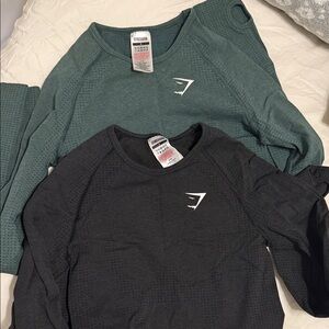 Gymshark Teal and Charcoal Long Sleeve Tops BUNDLE